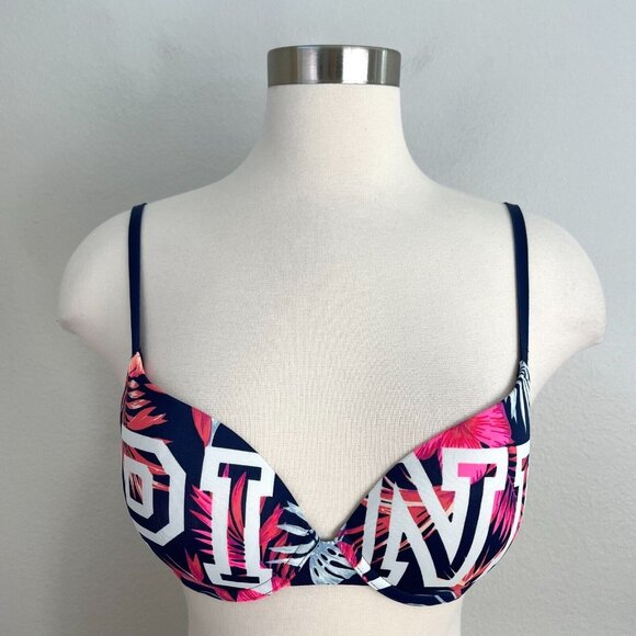 VICTORIAS SECRET PINK BRA 32C Padded Push Up Wear Everywhere Pink Spellout - Picture 1 of 9